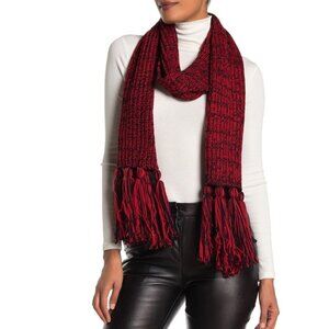 NEW • CALVIN KLEIN Burgundy Chunky Marled Knit Tassel Scarf